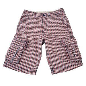 GAP Kids Boys Red & White Check Shorts w Concealed Adjustable Waist 14